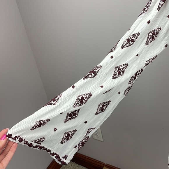 FREE PEOPLE DIAMOND EMBROIDERED TOP SZ M Tunic Bell Sleeves Flowy - Picture 6 of 14